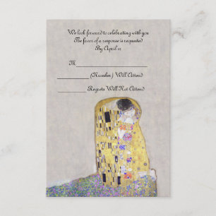 RSVP "The Kiss" Klimt Art Nouveau Wedding Kaart