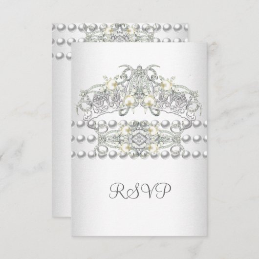 RSVP Tiara Silver White Pearl Diamond (Voorkant / Achterkant)
