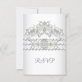 RSVP Tiara Zilver Witte Parel Diamant Kaartje