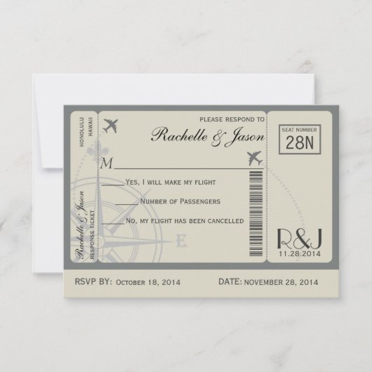 RSVP Ticket Airlines Kaartje (Voorkant)