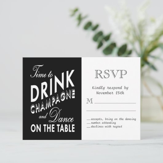 RSVP - Tijd om Champagne te Drinken Kaartje (Staand voorkant)
