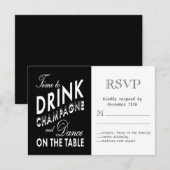 RSVP - Tijd om Champagne te Drinken Kaartje (Voorkant / Achterkant)