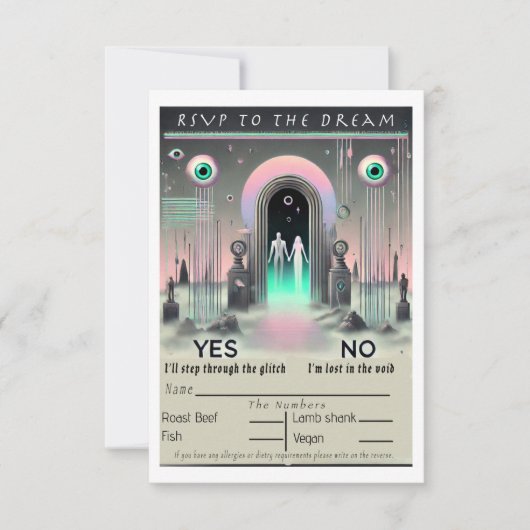 🌌 "RSVP to the Dream: Weirdcore Wedding Kaart" 🌌 RSVP Kaartje (Voorkant)