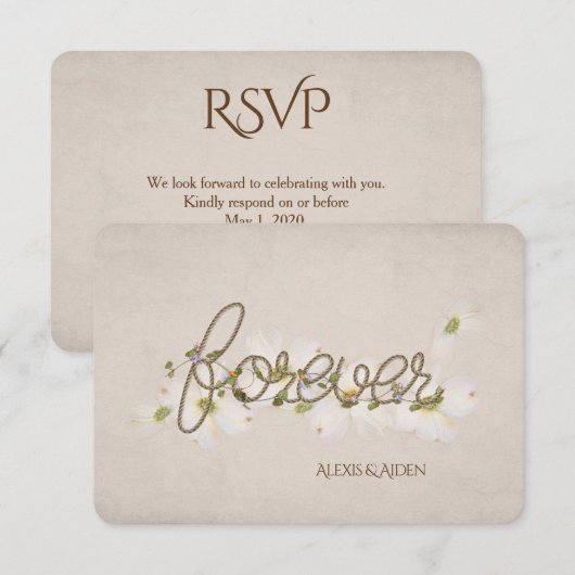 RSVP-touw voor altijd met bloemen Kaart (Voorkant / Achterkant)