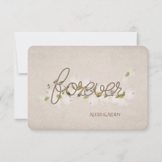 RSVP-touw voor altijd met bloemen Kaart (Voorkant)