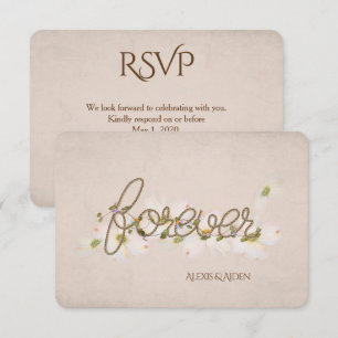 RSVP-touw voor altijd met bloemen Kaart