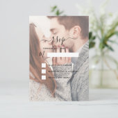 RSVP Transparante Foto Bruiloft en Typografie Kaart (Staand voorkant)