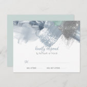 RSVP | Trendy Brushstrokes Dusty Blue Pewter Informatiekaartje (Voorkant / Achterkant)
