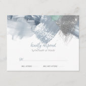 RSVP | Trendy Brushstrokes Dusty Blue Pewter Informatiekaartje (Voorkant)