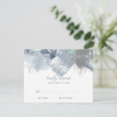 RSVP | Trendy Brushstrokes Dusty Blue Pewter Informatiekaartje (Staand voorkant)
