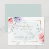 RSVP | Trendy Coral & Lila Aquarelle Peonies Informatiekaartje (Voorkant / Achterkant)