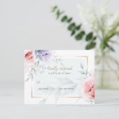 RSVP | Trendy Coral & Lila Aquarelle Peonies Informatiekaartje (Staand voorkant)