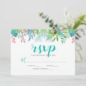 RSVP Tropical Flowers & Modern Typografie Kaart (Staand voorkant)