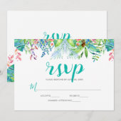 RSVP Tropical Flowers & Modern Typografie Kaart (Voorkant / Achterkant)