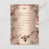 RSVP Trouw Beige Crème Goud Rozen Set Kaartje (Achterkant)