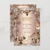 RSVP Trouw Beige Crème Gouden Rozen Set (Voorkant / Achterkant)