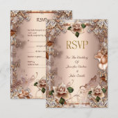 RSVP Trouw Beige Crème Gouden Rozen Set (Voorkant / Achterkant)