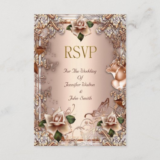 RSVP Trouw Beige Crème Gouden Rozen Set (Voorkant)