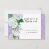 RSVP Trouw Bloem Hydrangea Lavendel Damast Kunst Kaart (Voorkant)