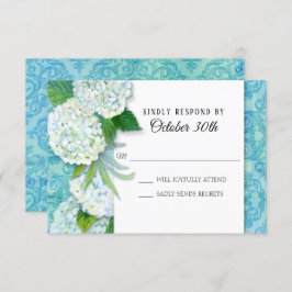 RSVP Trouw Bloemstuk Hydrangea Aqua Damast Patroon Kaart