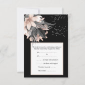 RSVP Trouw Blush Perzik Roze Charcoal Bloem Kaart (Achterkant)