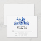 RSVP Trouw Chinoiserie Bloem Waterverf Kaart (Voorkant / Achterkant)