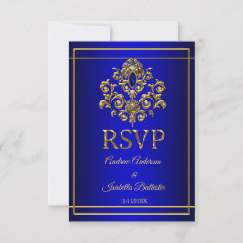 RSVP Trouw Elegant Koninklijk Blauw Goud Jewel 2 Kaart