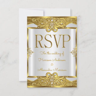 RSVP Trouw Goud Witte Parels Gouden Frame Kaart