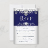 RSVP Trouw Koningsblauw Zilver Diamant Harten Kaart (Achterkant)