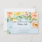 RSVP Trouw Moderne Gele Rozen Blush Bloemen Kaart (Voorkant)