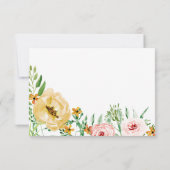 RSVP Trouw Moderne Gele Rozen Blush Bloemen Kaart (Achterkant)