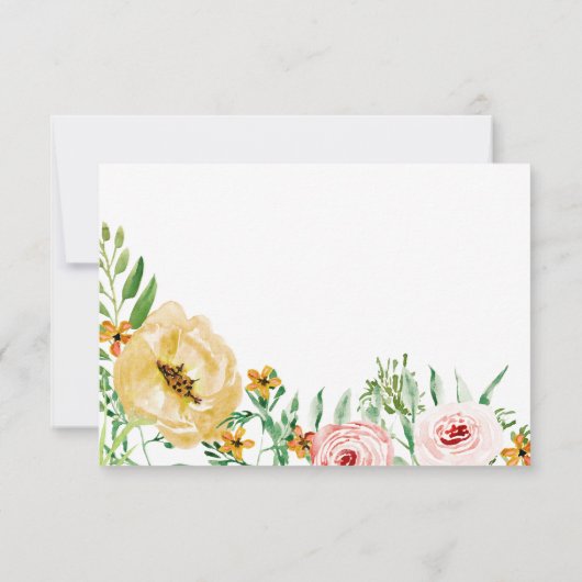RSVP Trouw Moderne Gele Rozen Blush Bloemen Kaart (Achterkant)