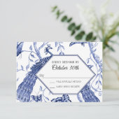 RSVP Trouw Navy Chinoiserie Pauwels Vlinders Kaart (Staand voorkant)