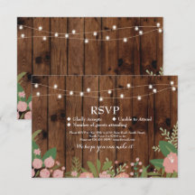 RSVP Trouw Rustieke Hout Bloemkaarten Uitnodiginge