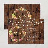 RSVP Trouw Rustieke Hout Bloemrijke Tiki Kaarten U (Voorkant / Achterkant)