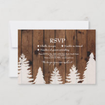 RSVP Trouw Rustieke Hout Winter Boom Kaarten Uitno