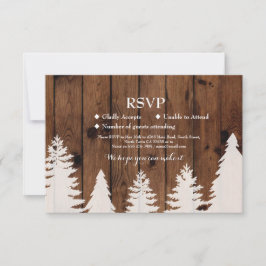 RSVP Trouw Rustieke Hout Winter Boom Kaarten Uitno Kaartje