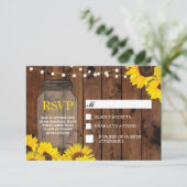 RSVP Trouw Rustieke Pot Zonnebloemen Reactiekaarte Kaart (Staand voorkant)