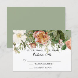 RSVP Trouw Sage Blush Ivoor Roos Pioenvarens Kaart