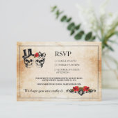 RSVP Trouw Schedels Schedel Rozen Rustieke Kaarten Kaartje (Staand voorkant)