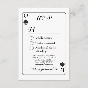 RSVP Trouw Speelkaart K Q Aas Schoppen Uitnodigin Kaart