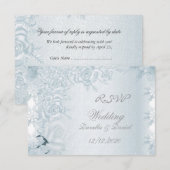 RSVP Trouw Wit Zilver Blauwe Rozen Sneeuwvlokken Kaart (Voorkant / Achterkant)