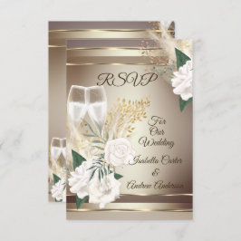 RSVP Trouw Witte Roos Champagne Goud Brons Kaart