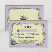 RSVP Trouw Wonderland Theepot Paarse Bloemen Kaart (Voorkant / Achterkant)
