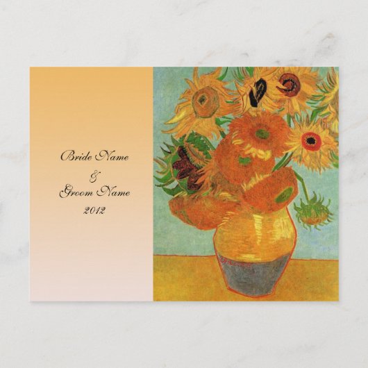 RSVP-trouwacceptatiekaart, van gogh-zonnebloemen Uitnodiging Briefkaart (Achterkant)