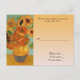 RSVP-trouwacceptatiekaart, van gogh-zonnebloemen Uitnodiging Briefkaart