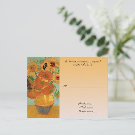 RSVP-trouwacceptatiekaart, van gogh-zonnebloemen Uitnodiging Briefkaart (Staand voorkant)