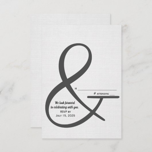 RSVP trouwampersand-teken op zacht zilver (Voorkant / Achterkant)