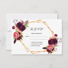 RSVP-trouwbloemen met vuurgekleurd roos goudwit RSVP Kaartje