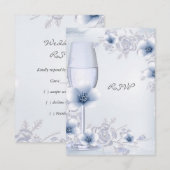 RSVP Trouwbloesems Roos Bloemen Blauw Zilver (Voorkant / Achterkant)